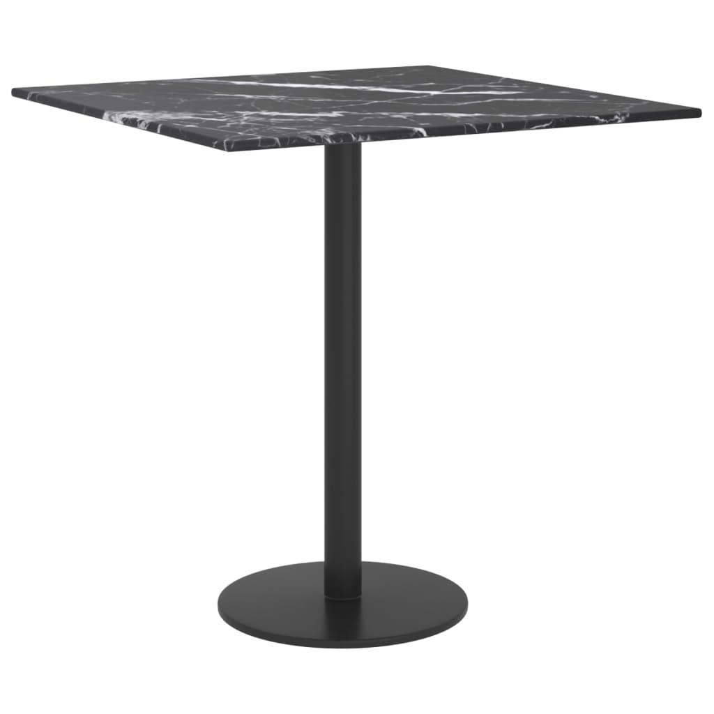 vidaXL Table Top Black 40x40 cm 6 mm Tempered Glass with Marble Design