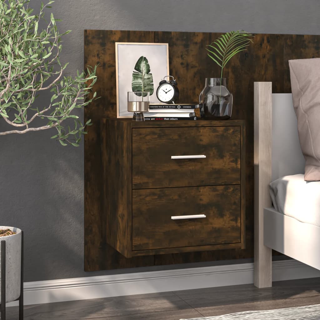 vidaXL Wall-mounted Bedside Cabinets 2 pcs Smoked Oak