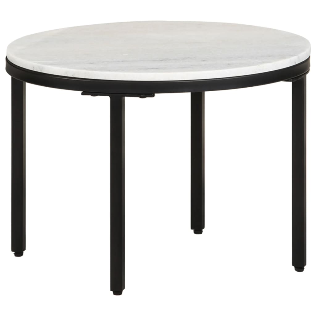 vidaXL Coffee Table White and Black Ø50 cm Real Solid Marble
