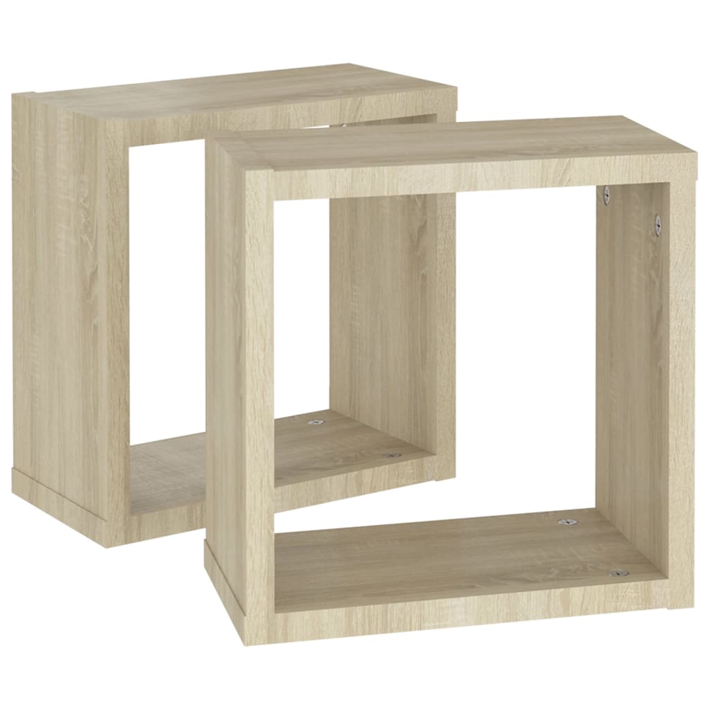 vidaXL Wall Cube Shelves 2 pcs Sonoma Oak 30x15x30 cm