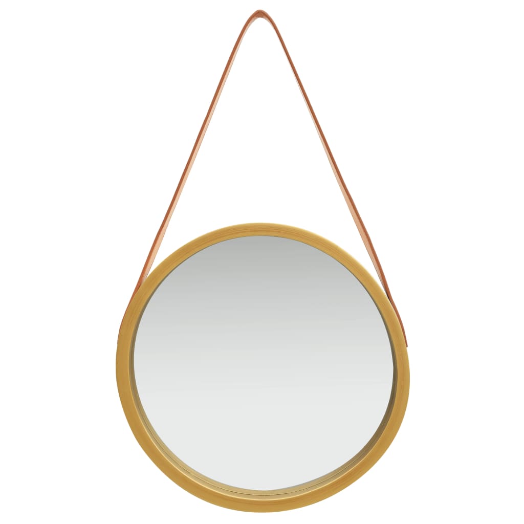 vidaXL Wall Mirror with Strap 40 cm Gold