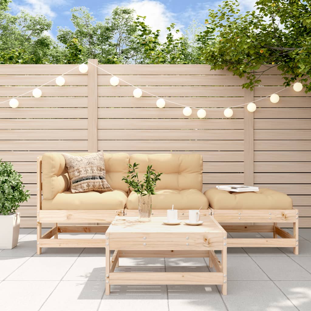 vidaXL 4 Piece Garden Lounge Set with Cushions Solid Wood