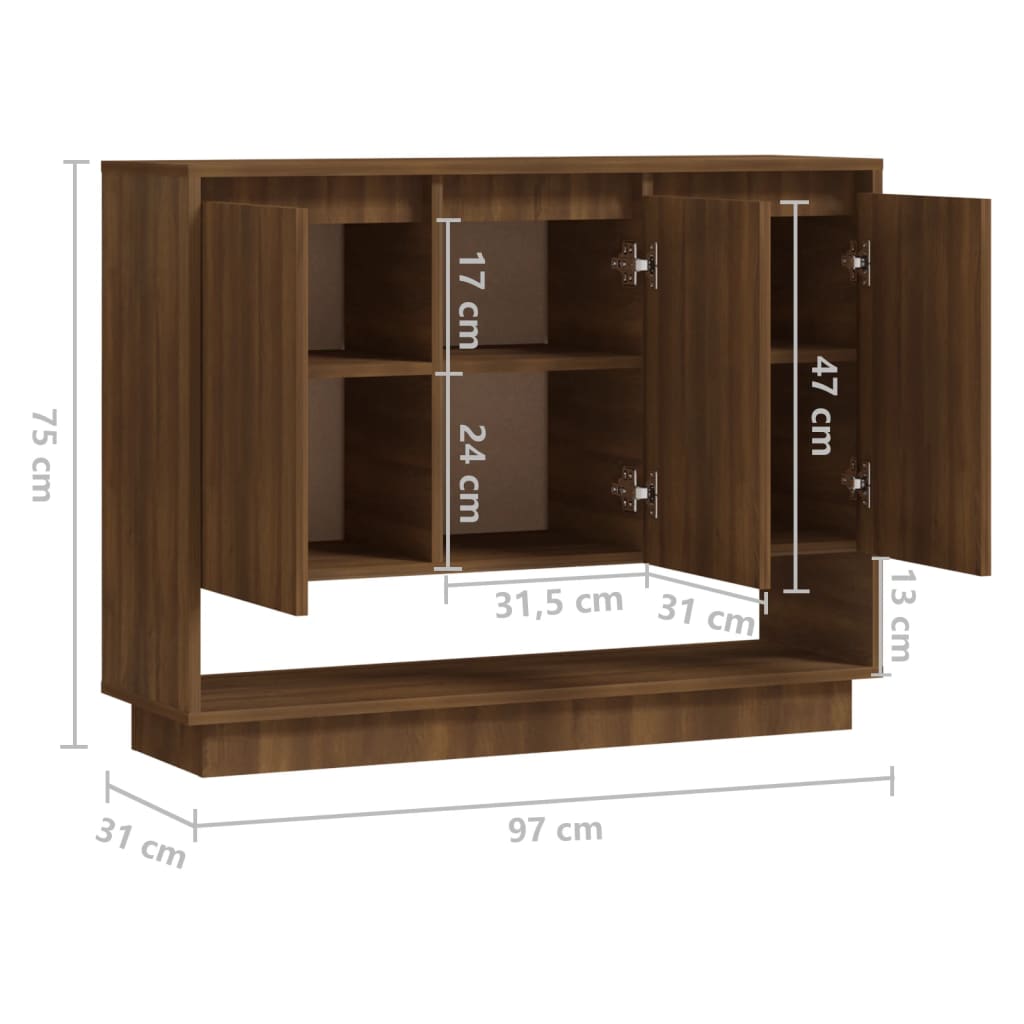 vidaXL Sideboard Brown Oak 97x31x75 cm Engineered Wood