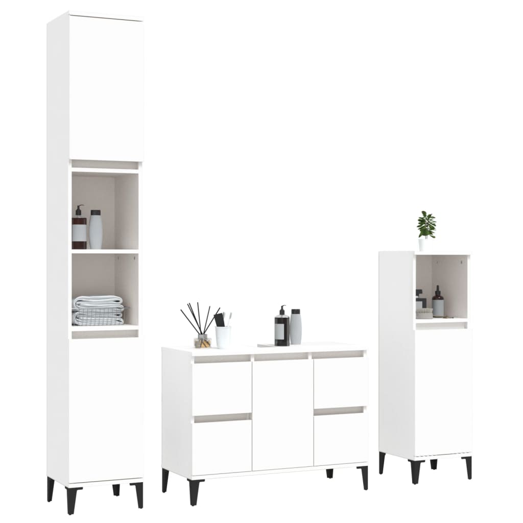 vidaXL 3 Piece Bathroom Furniture Set White Engineered Wood