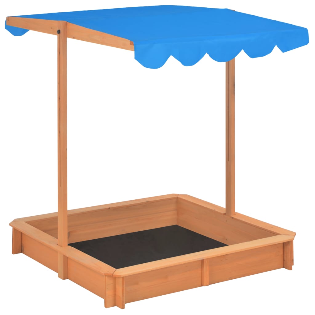 vidaXL Sandbox with Adjustable Roof Fir Wood Blue UV50
