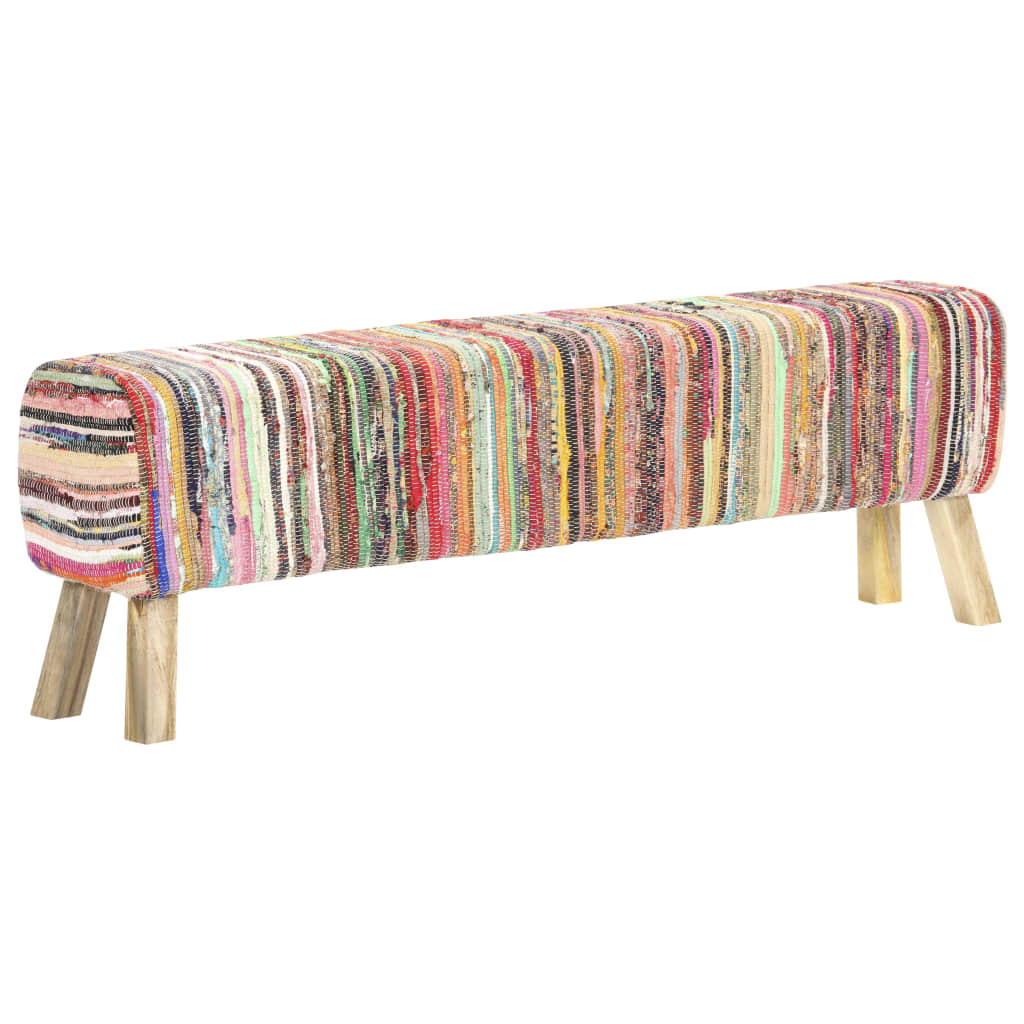 vidaXL Bench 160 cm Multicolour Chindi Fabric