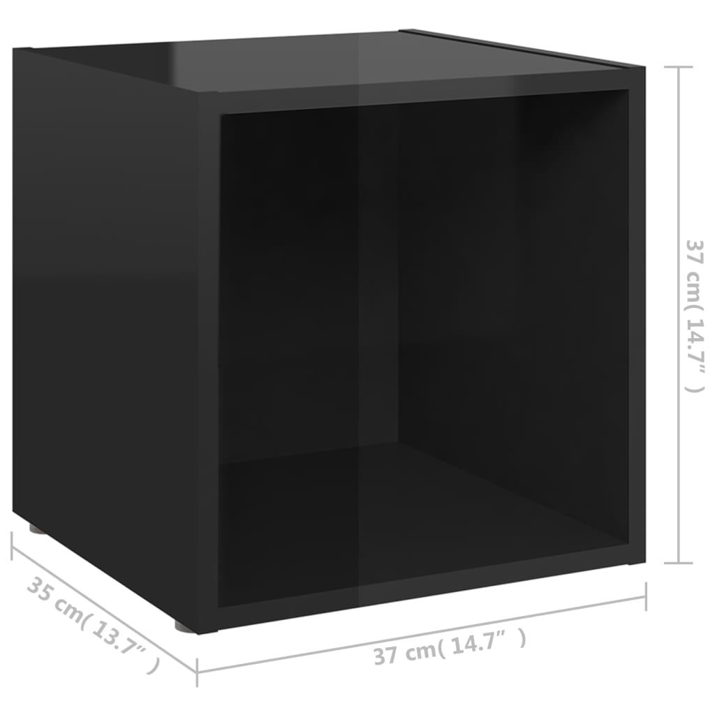vidaXL TV Cabinets 2 pcs High Gloss Black 37x35x37 cm Engineered Wood