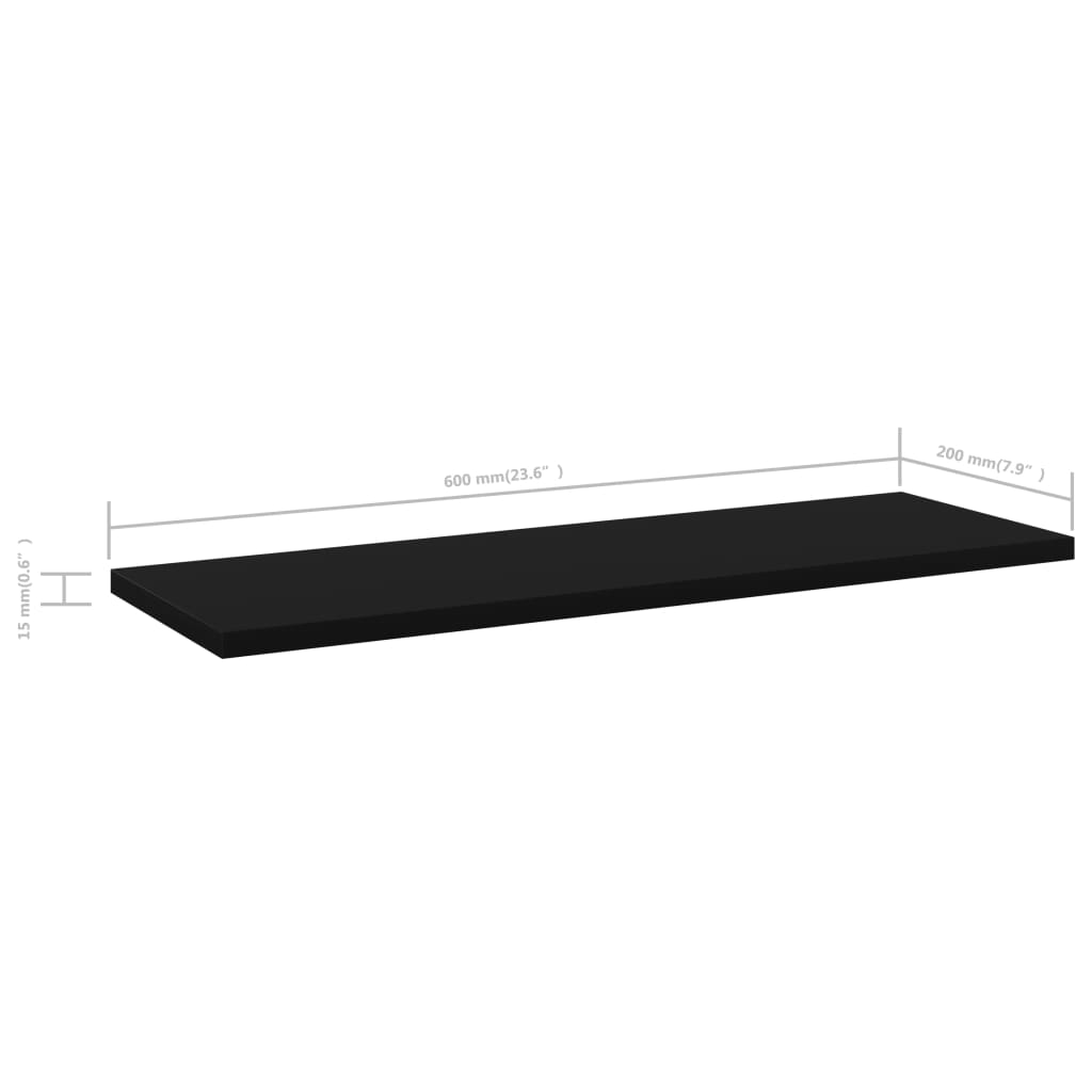 vidaXL Bookshelf Boards 8 pcs Black 60x20x1.5 cm Engineered Wood