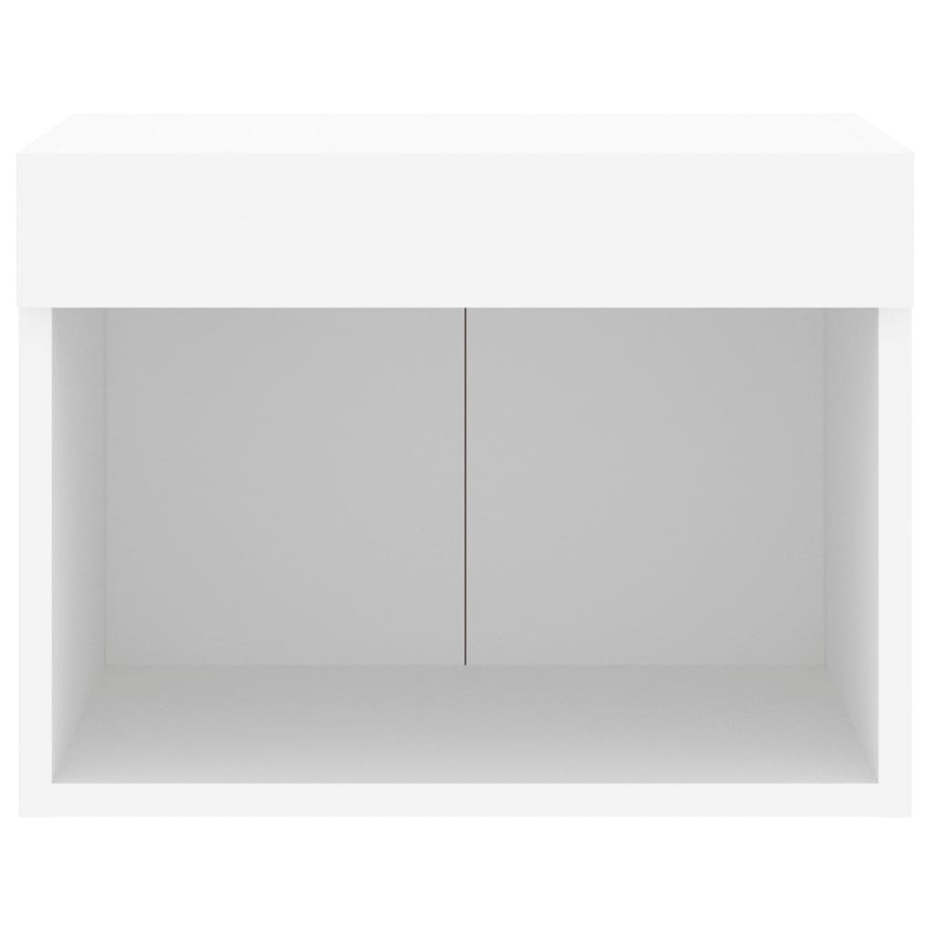 vidaXL Bedside Cabinets with LED Lights Wall-mounted 2 pcs White