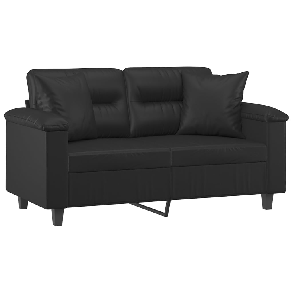 vidaXL 2-Seater Sofa with Throw Pillows Black 120 cm Faux Leather