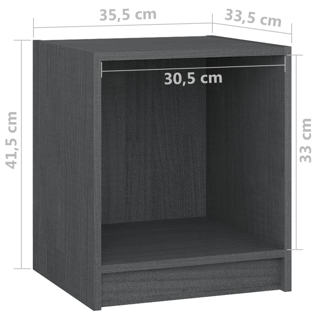 vidaXL Bedside Cabinet Grey 35.5x33.5x41.5 cm Solid Pinewood