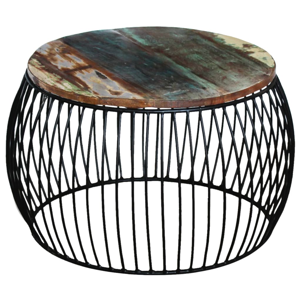 vidaXL Coffee Table Round Solid Reclaimed Wood 68x37 cm