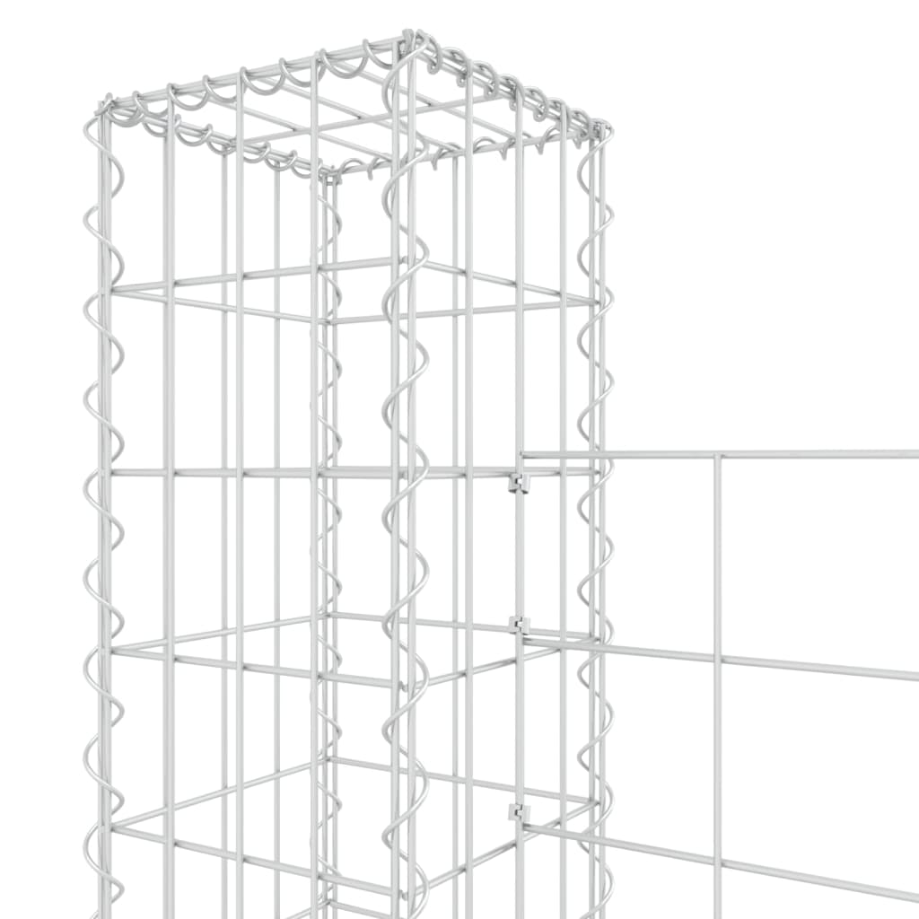 vidaXL U-shape Gabion Basket with 2 Posts Iron 140x20x150 cm