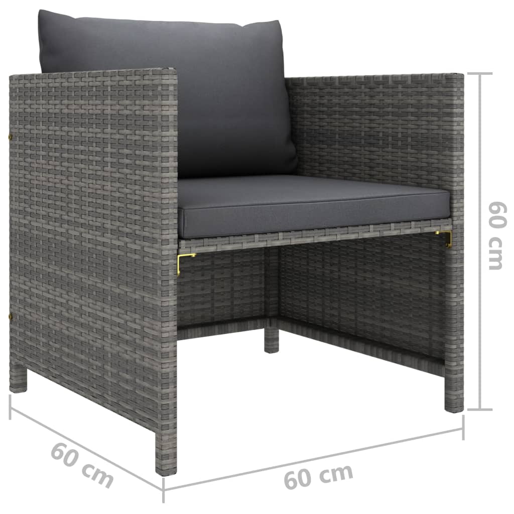vidaXL 4 Piece Garden Sofa Set with Cushions Poly Rattan Grey