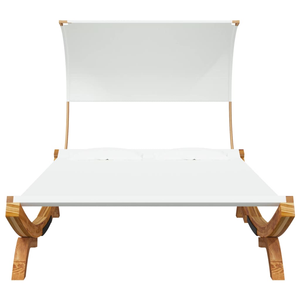 vidaXL Outdoor Lounge Bed with Canopy 165x203x126 cm Solid Bent Wood Cream