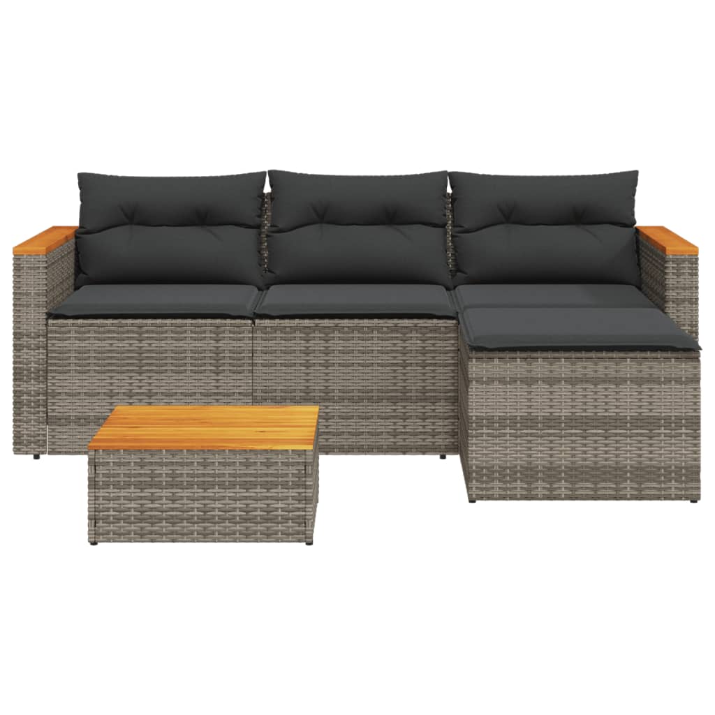 vidaXL 3 Piece Garden Sofa Set with Cushions Grey Poly Rattan