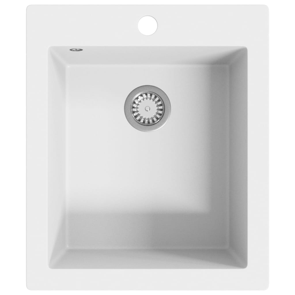 vidaXL Overmount Kitchen Sink Single Basin Granite Cream White vidaXL