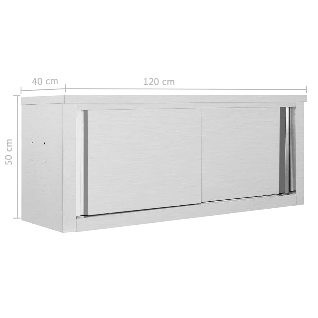 vidaXL Kitchen Wall Cabinet with Sliding Doors 120x40x50 cm Stainless Steel