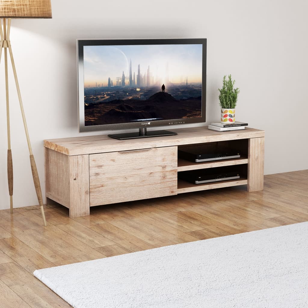 vidaXL TV Cabinet Solid Brushed Acacia Wood 140x38x40 cm