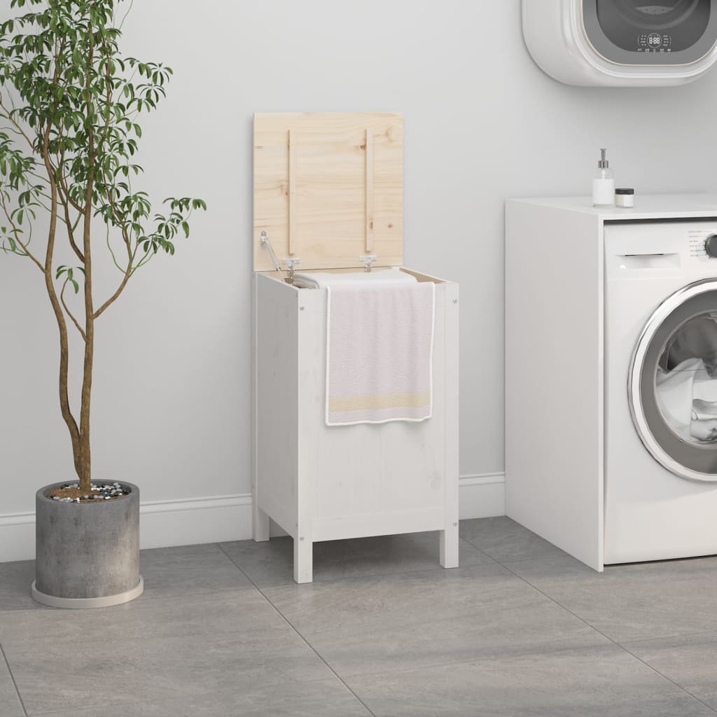 vidaXL Laundry Box White 44x44x76 cm Solid Wood Pine