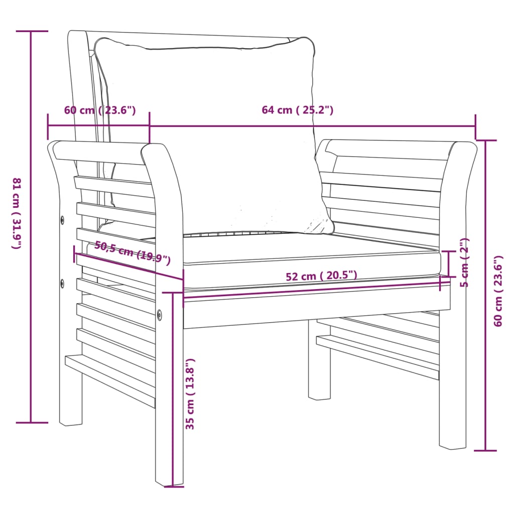 vidaXL Sofa Chairs with Cream White Cushions 2 pcs Solid Wood Acacia