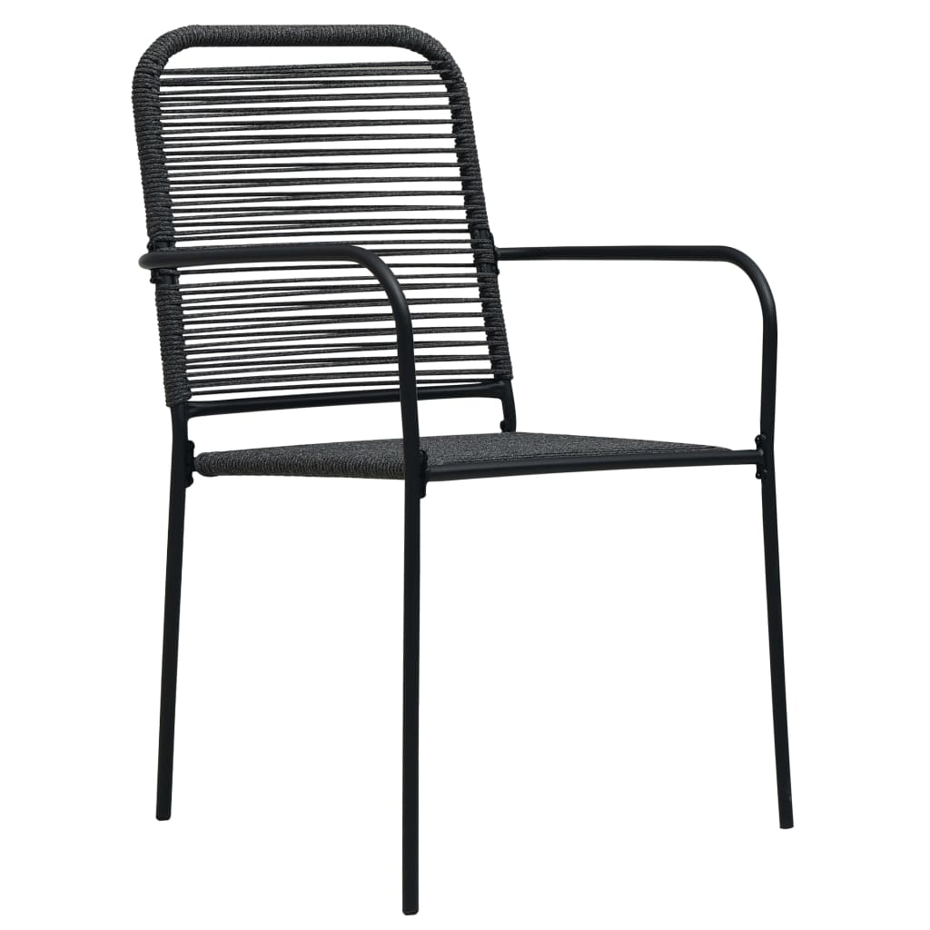 vidaXL Garden Chairs 2 pcs Cotton Rope and Steel Black