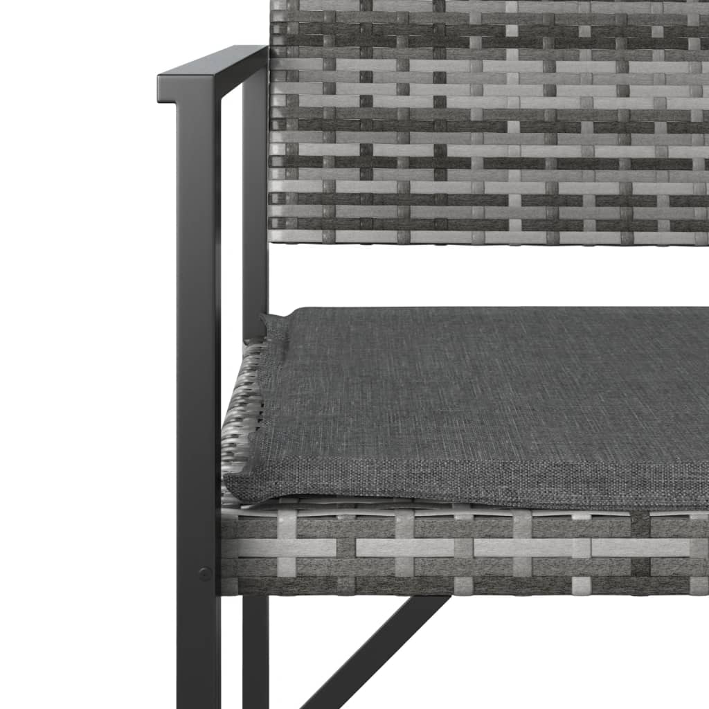 vidaXL 2-Seater Garden Bench with Cushion Grey Poly Rattan