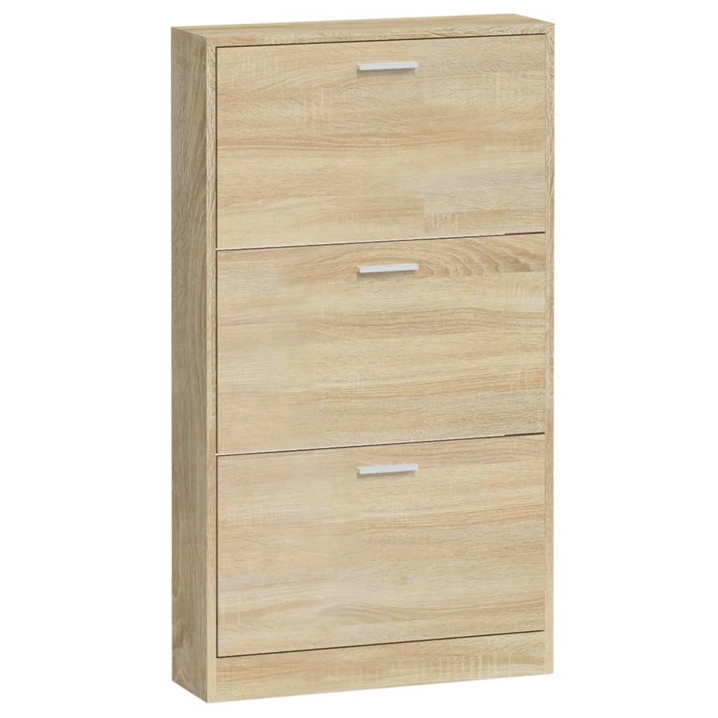 vidaXL Shoe Cabinet Oak 59x17x108 cm Engineered Wood