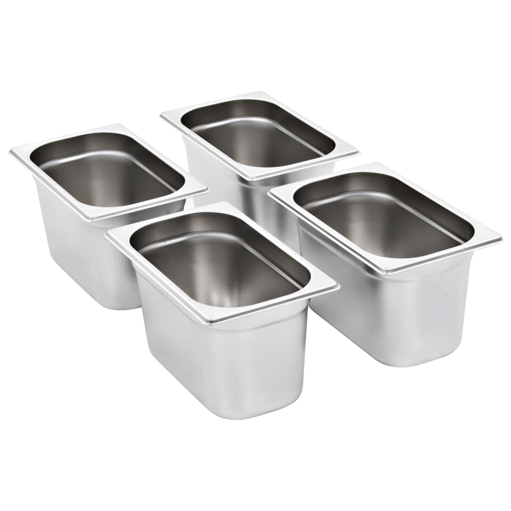 vidaXL Gastronorm Containers 4 pcs GN 1/4 150 mm Stainless Steel
