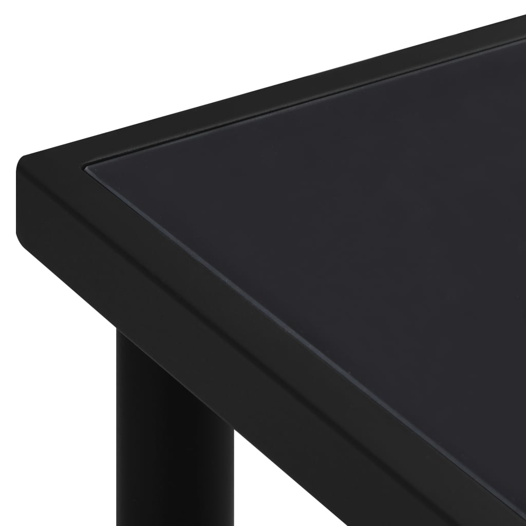 vidaXL Garden Table with Glass Tabletop Black 150x90x74 cm Steel