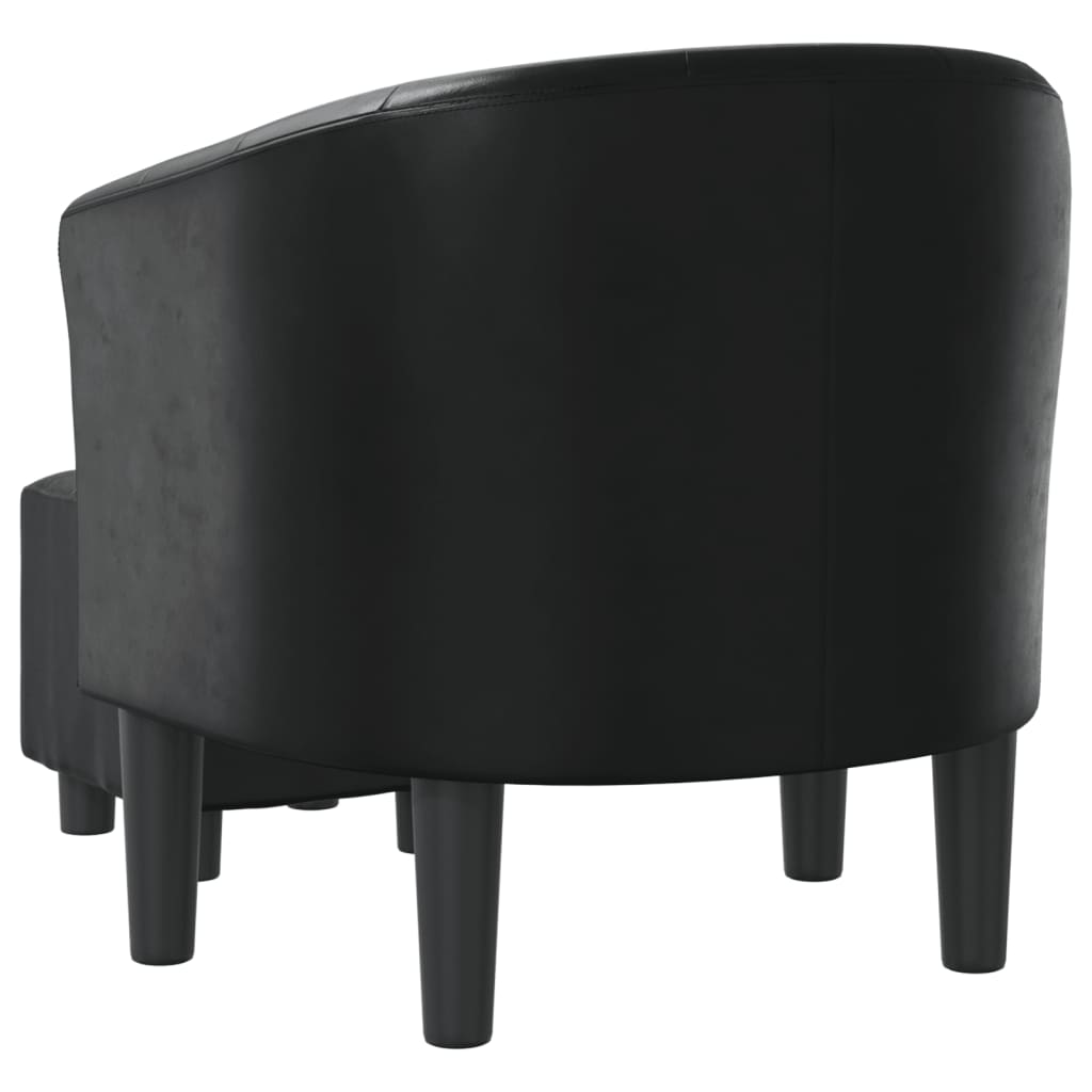 vidaXL Tub Chair with Footstool Black Faux Leather