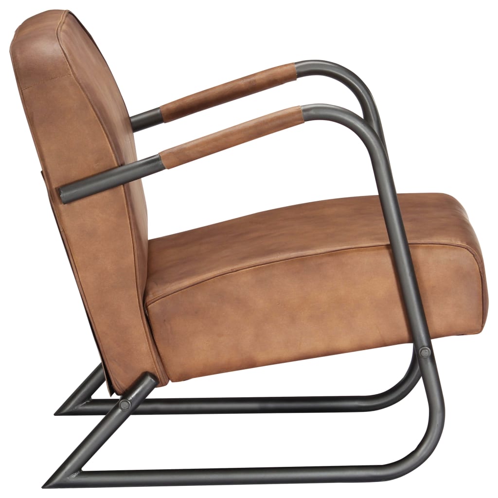 vidaXL Relax Armchair Light Brown Real Leather