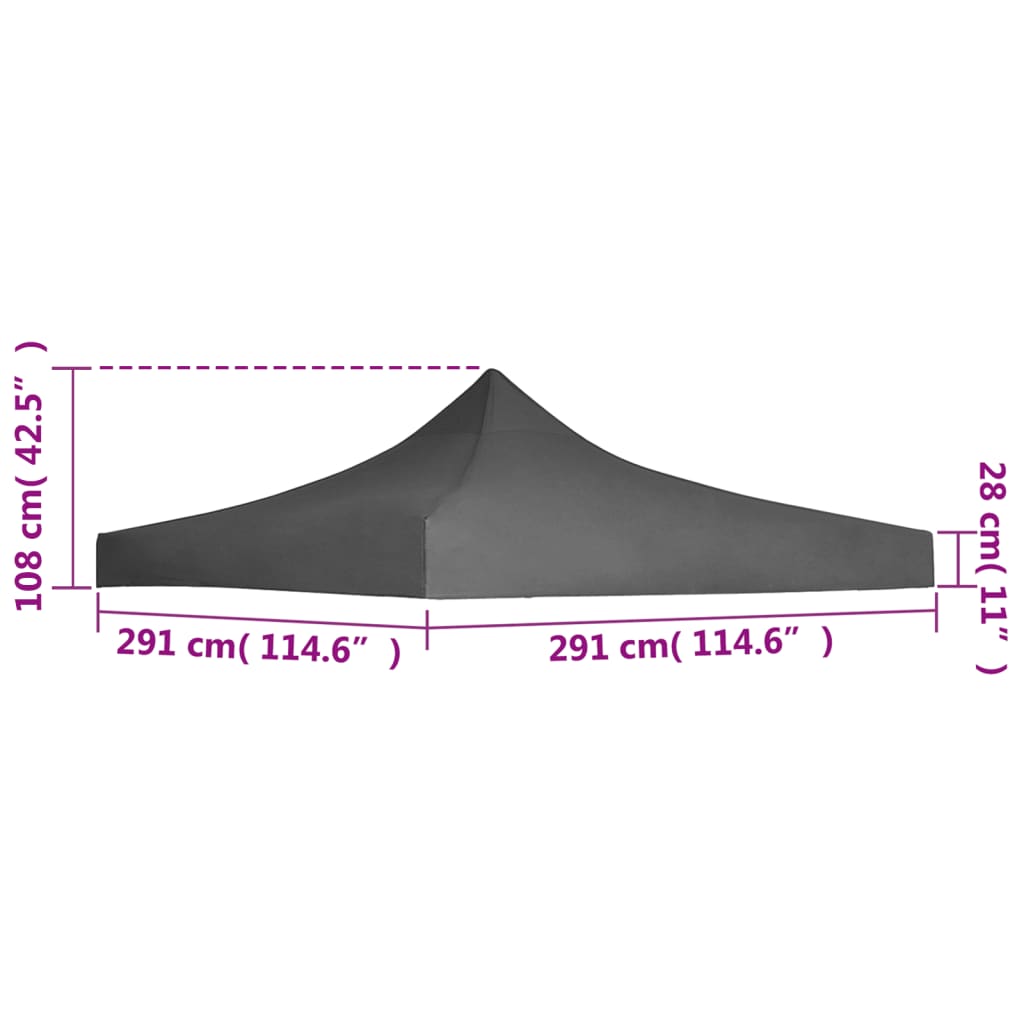 vidaXL Party Tent Roof 3x3 m Anthracite