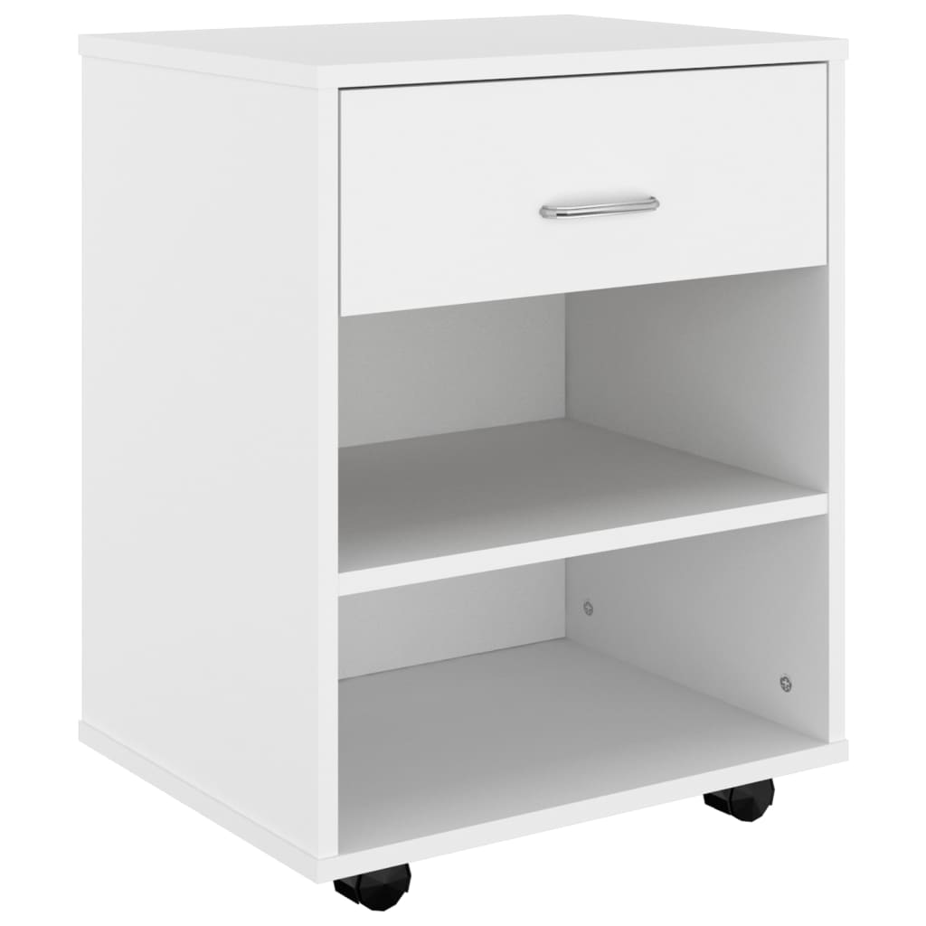 vidaXL Rolling Cabinet White 46x36x59 cm Engineered Wood
