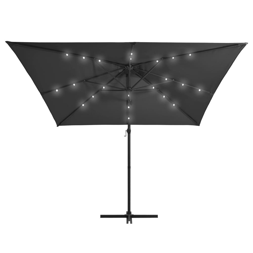vidaXL Cantilever Umbrella with LED lights and Steel Pole 250x250 cm Anthracite