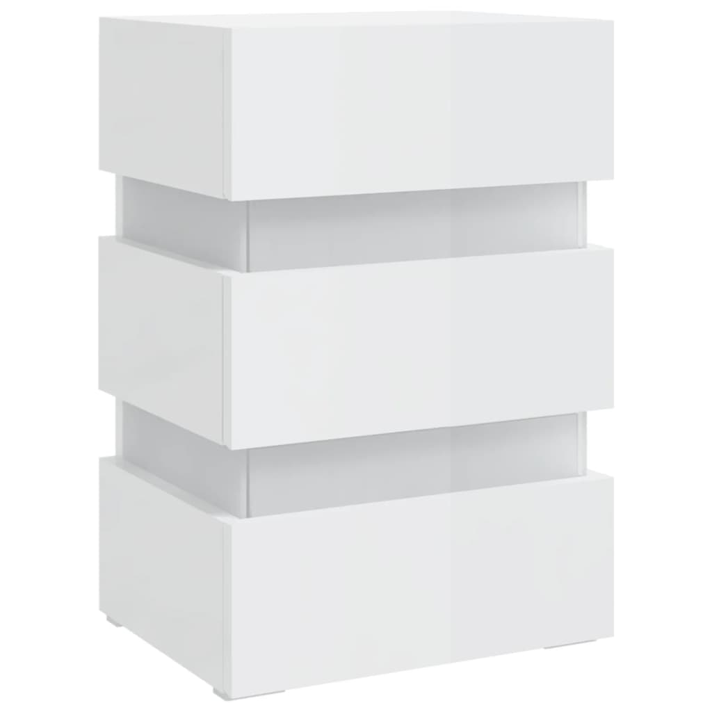 vidaXL LED Bedside Cabinet High Gloss White 45x35x67 cm Engineered Wood