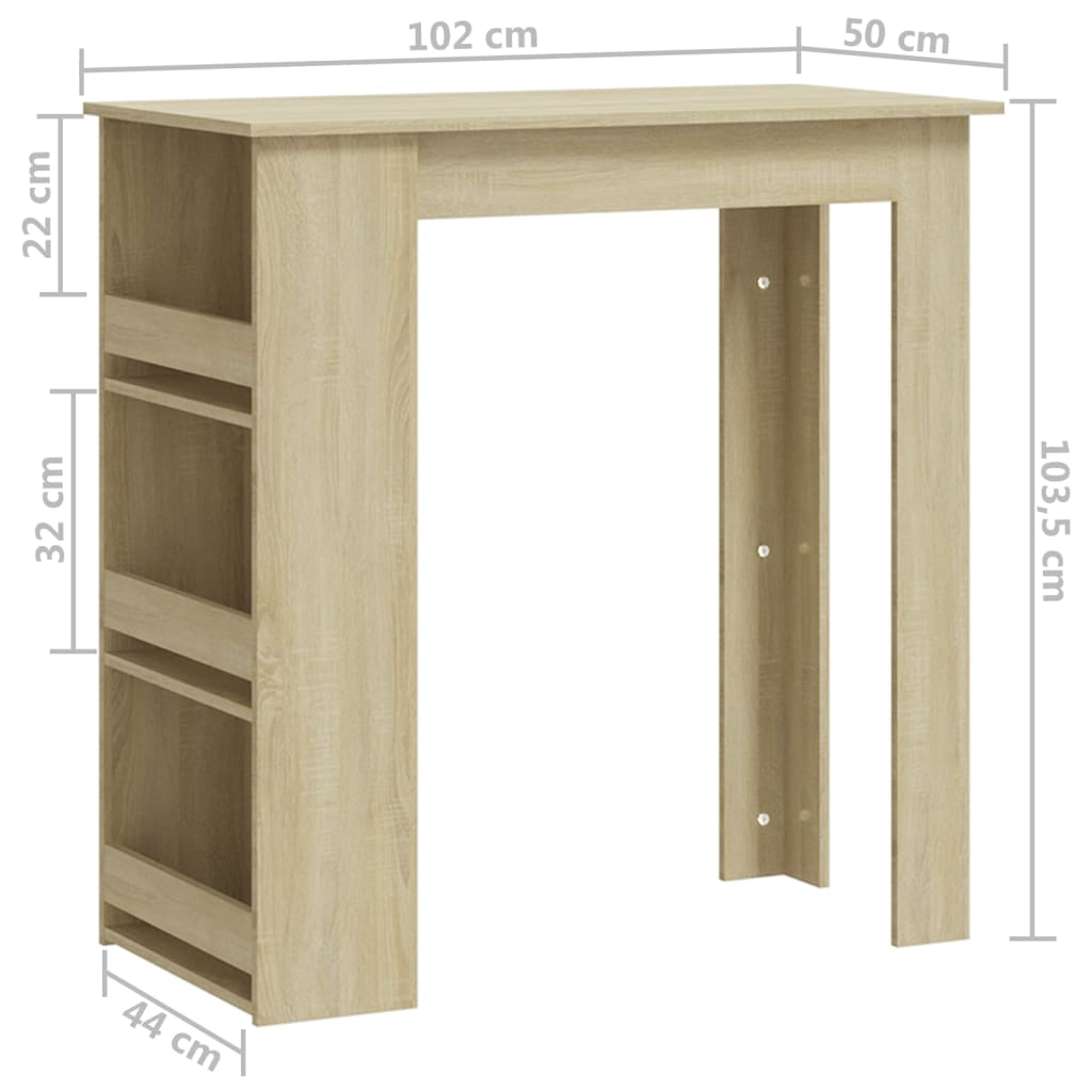 vidaXL Bar Table with Storage Rack Sonoma Oak 102x50x103.5cm Engineered Wood