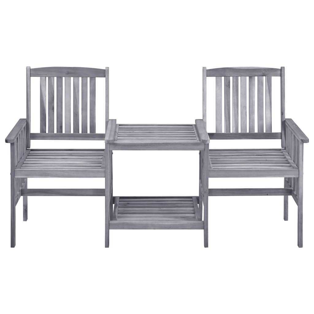 vidaXL Garden Chairs with Tea Table and Cushions Solid Acacia Wood