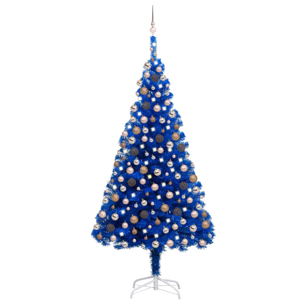 vidaXL Artificial Pre-lit Christmas Tree with Ball Set Blue 240 cm PVC