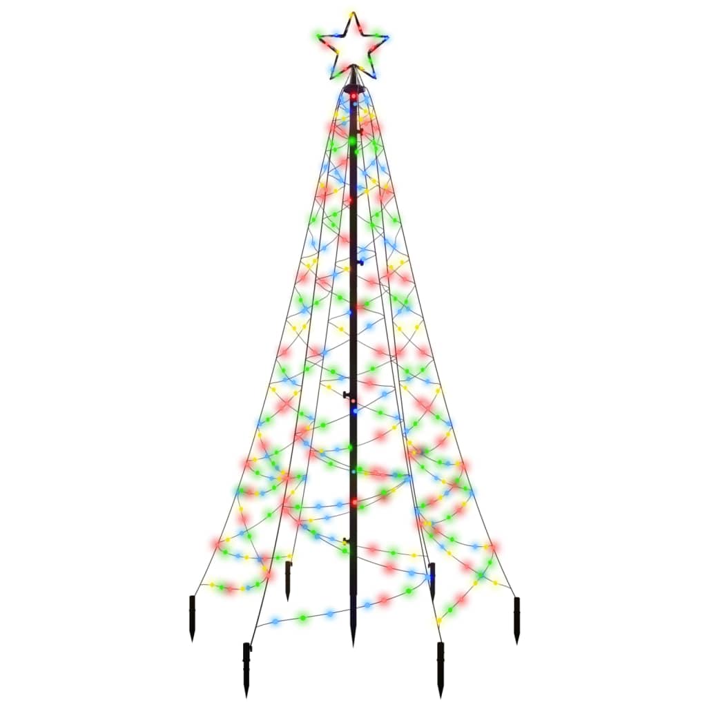 vidaXL Christmas Tree with Spike Colourful 200 LEDs 180 cm
