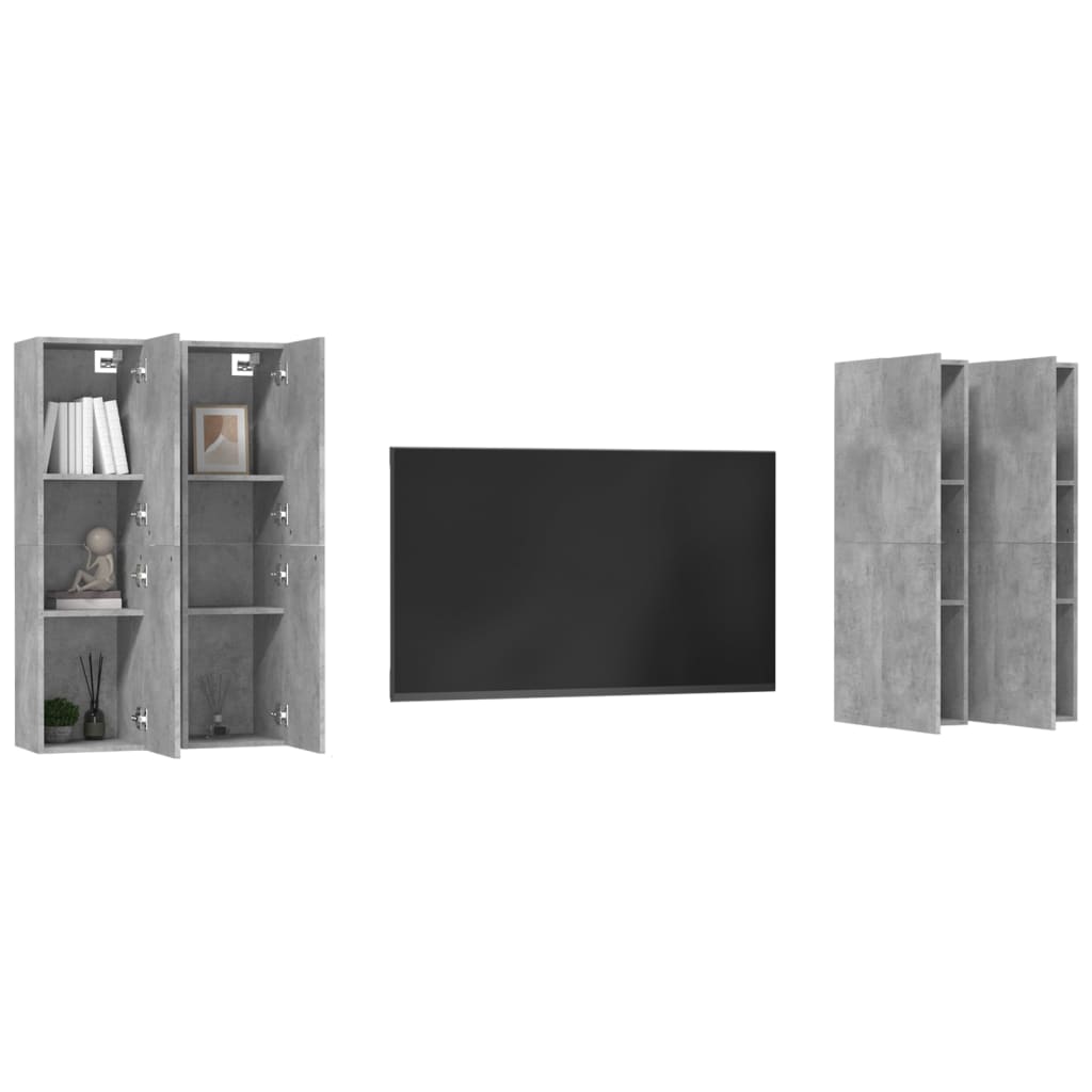 vidaXL TV Cabinets 4 pcs Concrete Grey 30.5x30x110 cm Engineered Wood