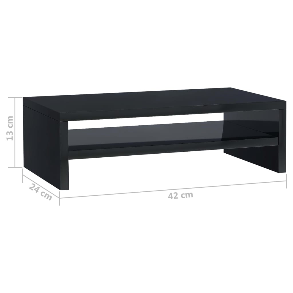 vidaXL Monitor Stand High Gloss Black 42x24x13 cm Engineered Wood