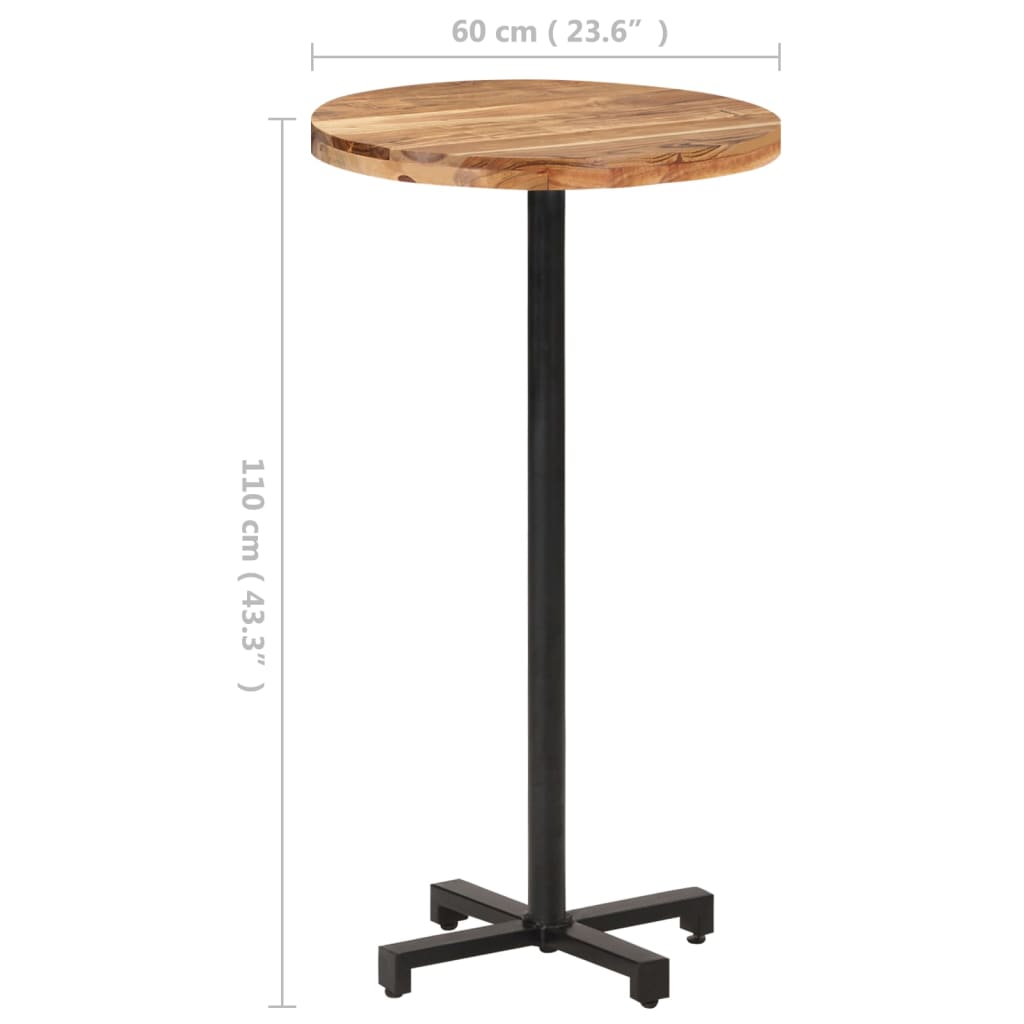 vidaXL Bar Table Round Ø60x110 cm Solid Acacia Wood