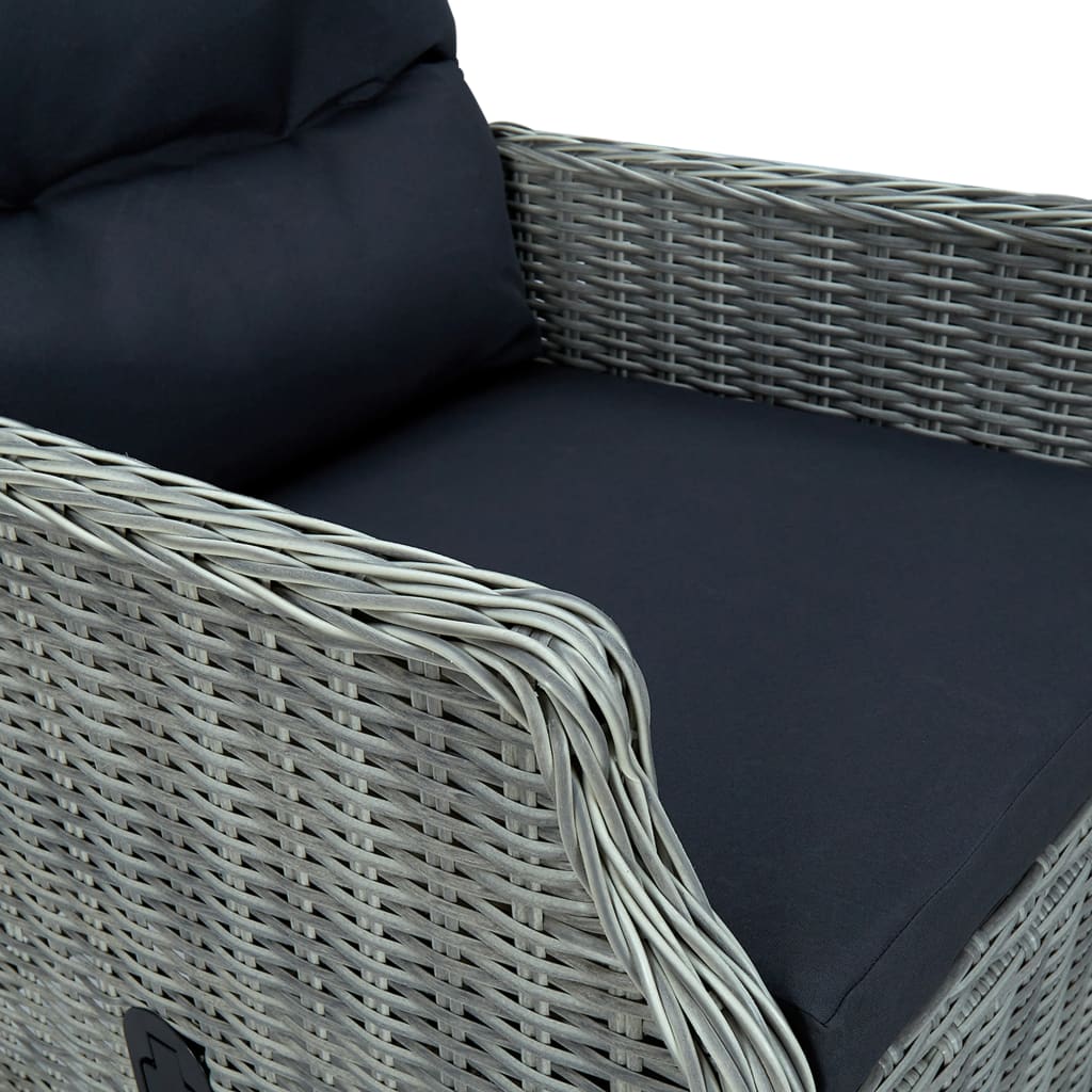 vidaXL 7 Piece Outdoor Dining Set with Cushions Poly Rattan Light Grey