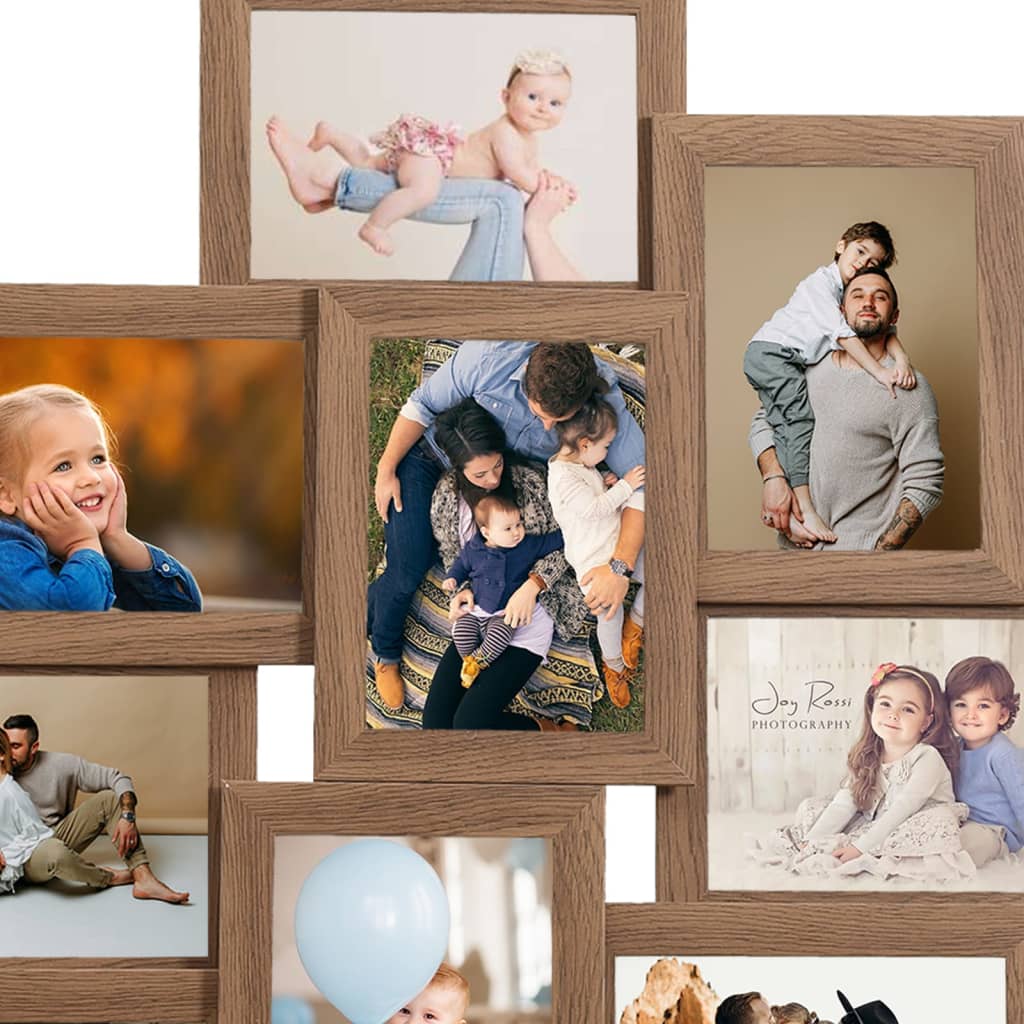 vidaXL Collage Photo Frame for 10x(10x15 cm) Picture Light Brown MDF