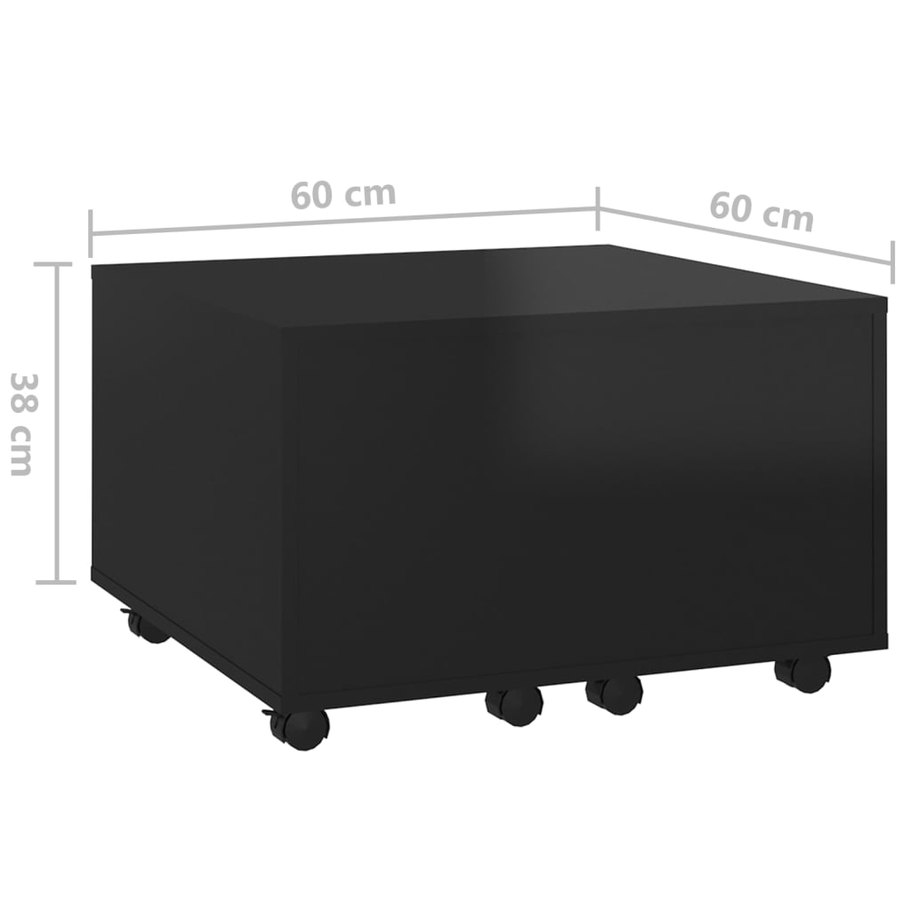 vidaXL Coffee Table High Gloss Black 60x60x38 cm Engineered Wood