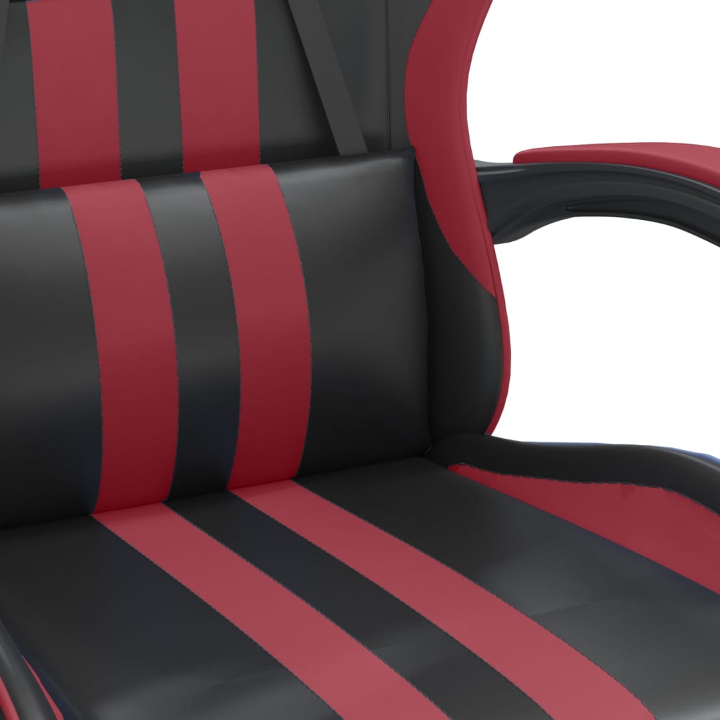vidaXL Swivel Gaming Chair with Footrest Black&Wine Red Faux Leather