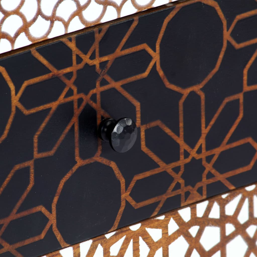 vidaXL Sideboard with Printed Pattern 90x30x70 cm Solid Mango Wood