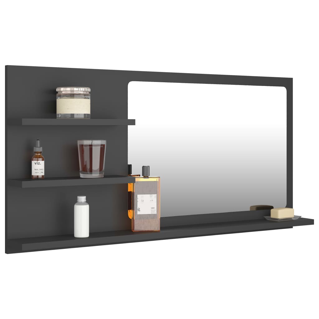 vidaXL Bathroom Mirror Grey 90x10.5x45 cm Engineered Wood