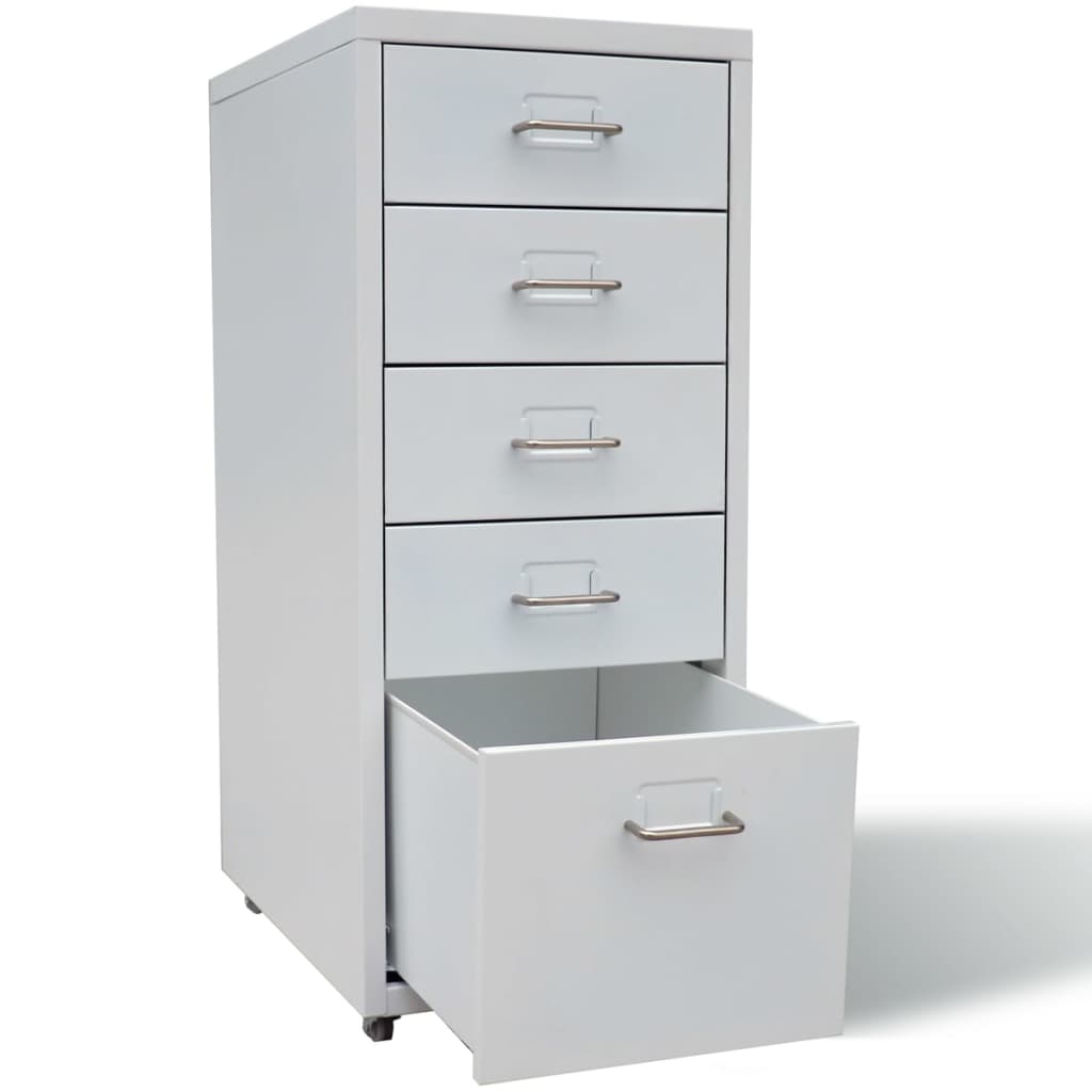 vidaXL File Cabinet with 5 Drawers Grey 68.5 cm Steel